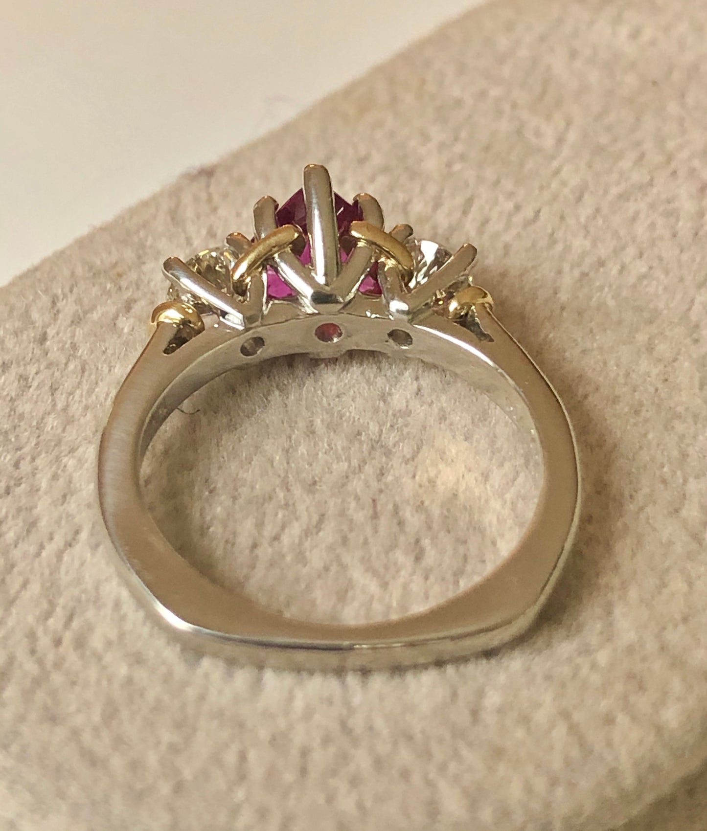 1.50 Carat Heart Shape Ruby Diamond Platinum Gold Engagement Ring