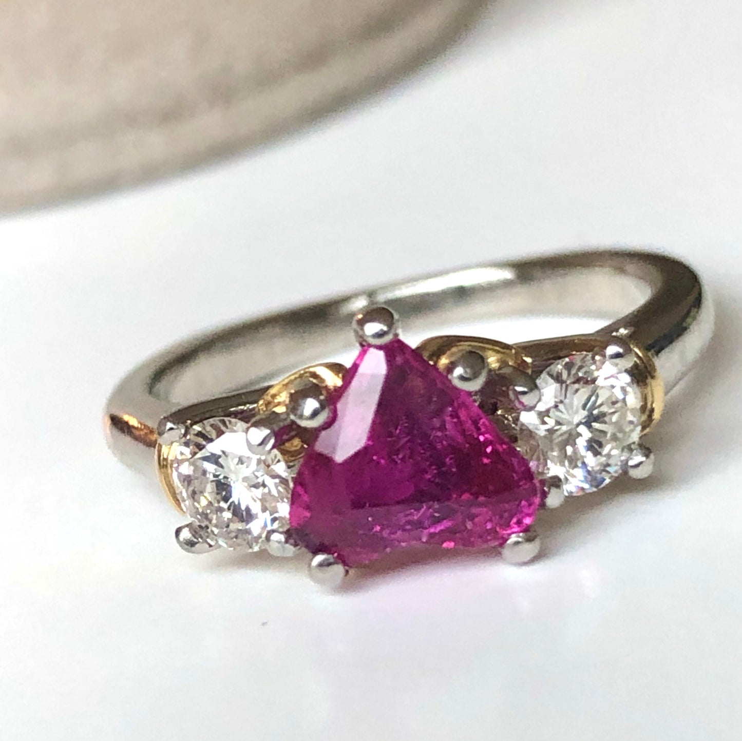 1.50 Carat Heart Shape Ruby Diamond Platinum Gold Engagement Ring