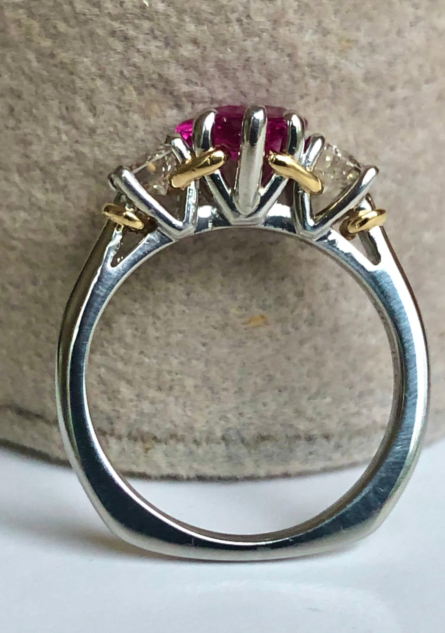 1.50 Carat Heart Shape Ruby Diamond Platinum Gold Engagement Ring
