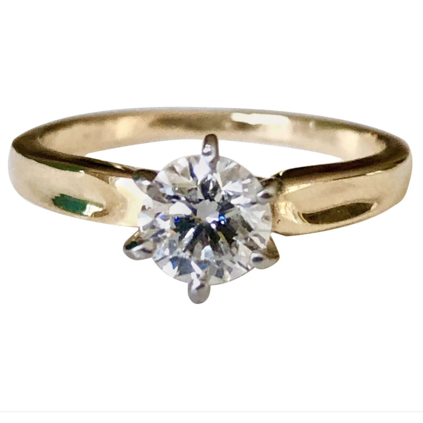 Anillo de Compromiso Vintage de 0.75 Ct, en Oro Amarillo y Platino de 18 Kilates con Diamante Central de 0,75 Ct